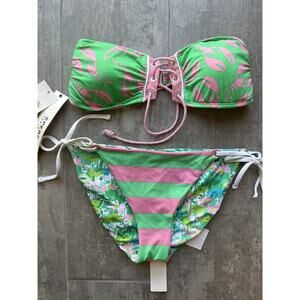 SPERRY Top-Sider 2 Piece Bikini Set Bandeau Bra Top Reversible Side Tie Swim S